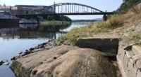 Hunger stones exposed by drought along the Elbe River in Europe