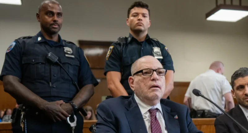 Harvey Weinstein in Manhattan court during proceedings that resulted in his 15-year prison sentence.