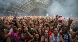 Wellness raves with young people dancing at a daytime alcohol-free event