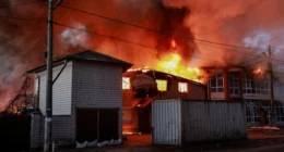 Russia strikes Kyiv with missiles, smoke rising over the city, September 2026