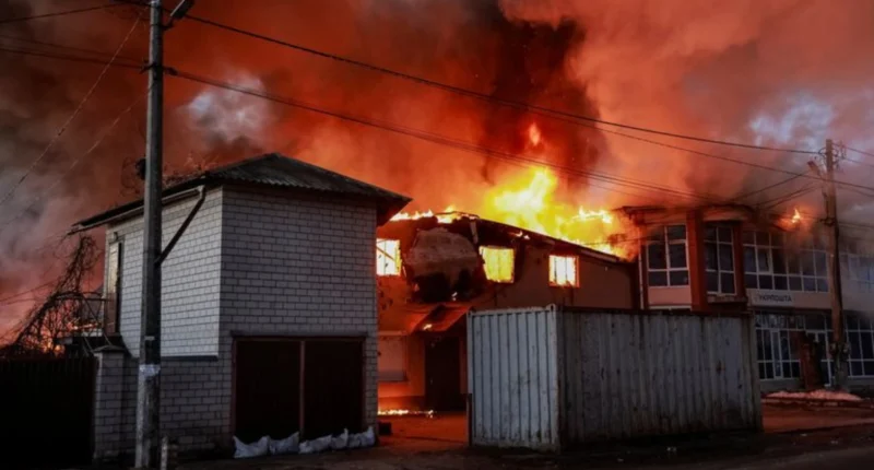 Russia strikes Kyiv with missiles, smoke rising over the city, September 2026