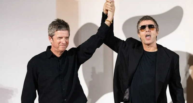 Liam and Noel Gallagher in the Oasis reunion documentary following the Live ’25 comeback tour
