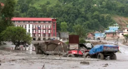 Nepal glacial flood devastation in the Himalayas after glacier collapse